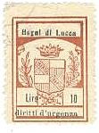 Marca da Bollo del Comune di BAGNI DI LUCCA su Carta Bianca di dimensioni 21 x 29 mm