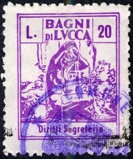 Marca da Bollo del Comune di BAGNI DI LUCCA su Carta Bianca di dimensioni mm