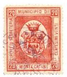 Marca da Bollo del Comune di MONTECATINI TERME su Carta Bianca Sottile di dimensioni 26,5 x 31,5 mm