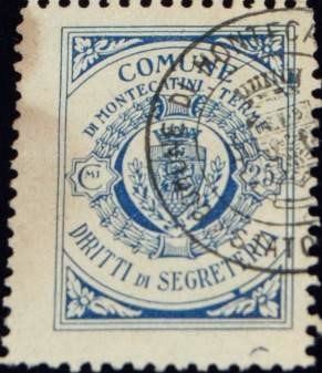 Marca da Bollo del Comune di MONTECATINI TERME su Carta Bianca Sottile di dimensioni 23 x 27 mm