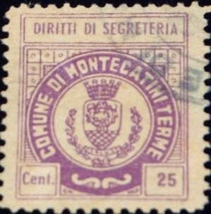 Marca da Bollo del Comune di MONTECATINI TERME su Carta Bianca di dimensioni 24 x 25 mm