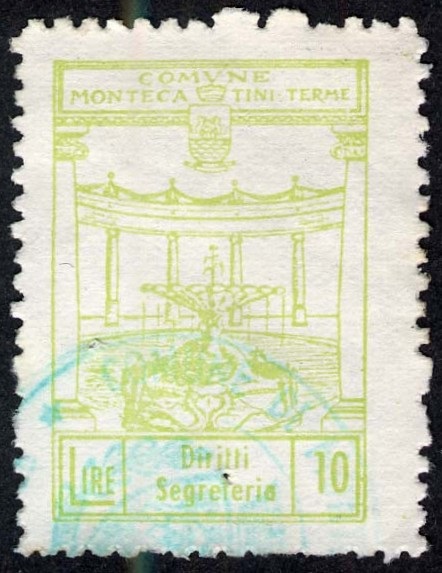 Marca da Bollo del Comune di MONTECATINI TERME su Carta Bianca Sottile di dimensioni 22,5 x 31 mm