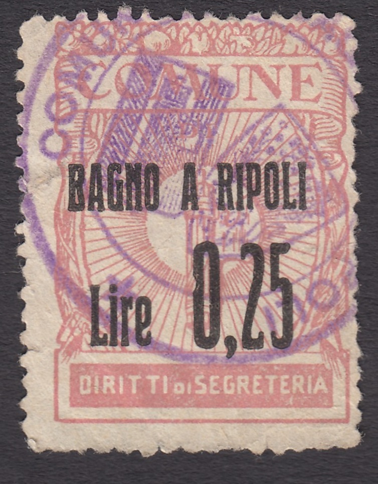 Marca da Bollo del Comune di BAGNO A RIPOLI su Carta Bianca di dimensioni 23 x 32 mm
