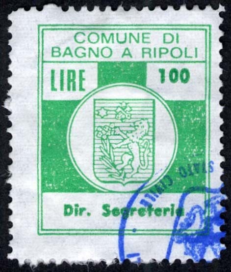 Marca da Bollo del Comune di BAGNO A RIPOLI su Carta Bianca di dimensioni 22 x 26 mm