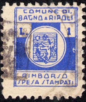 Marca da Bollo del Comune di BAGNO A RIPOLI su Carta Bianca di dimensioni 20 x 24 mm