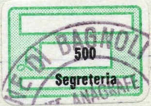 Marca da Bollo del Comune di BAGNOLI DI SOPRA su di dimensioni 18,5 x 13 mm