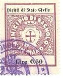 Marca da Bollo del Comune di BAGNOLO IN PIANO su Carta Bianca di dimensioni 24 x 30 mm
