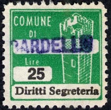 Marca da Bollo del Comune di BARDELLO su Carta Bianca di dimensioni 20 x 20 mm