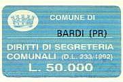 Marca da Bollo del Comune di BARDI su Carta Bianca di dimensioni 39 x 23 mm