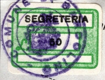 Marca da Bollo del Comune di BARDOLINO su Carta Bianca Sottile di dimensioni 20 x 14 mm