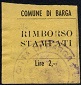 Marca da Bollo del Comune di BARGA su Carta Colorata di dimensioni 24 x 26 mm