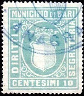Marca da Bollo del Comune di BARI su Carta Bianca di dimensioni 20,5 x 25 mm