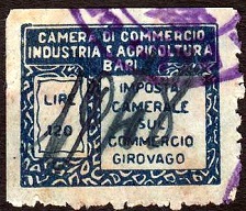 Marca da Bollo del Comune di BARI su Carta Bianca di dimensioni 24 x 19 mm