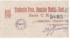 Marca da Bollo del Comune di BARI su Carta Bianca di dimensioni 80 x 44 mm
