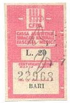 Marca da Bollo del Comune di BARI su Carta Bianca di dimensioni 27,5 x 46 mm