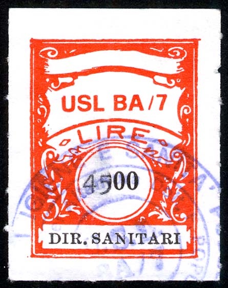 Marca da Bollo del Comune di BARI su Carta Bianca di dimensioni 20 x 26 mm