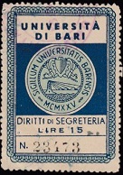 Marca da Bollo del Comune di BARI su Carta Bianca di dimensioni 34 x 48 mm
