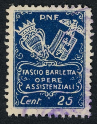 Marca da Bollo del Comune di BARLETTA su Carta Bianca di dimensioni 21,5 x 29 mm