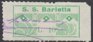 Marca da Bollo del Comune di BARLETTA su Carta Bianca di dimensioni 32 x 15 mm