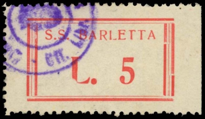 Marca da Bollo del Comune di BARLETTA su Carta Bianca di dimensioni 31 x 17 mm