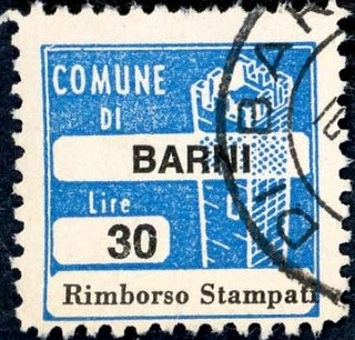 Marca da Bollo del Comune di BARNI su Carta Bianca di dimensioni 20 x 20 mm