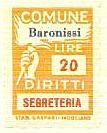 Marca da Bollo del Comune di BARONISSI su Carta Bianca di dimensioni 18 X 25,5 mm