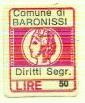 Marca da Bollo del Comune di BARONISSI su Carta Bianca di dimensioni 15,5 x 20 mm