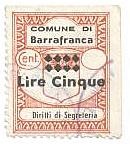 Marca da Bollo del Comune di BARRAFRANCA su Carta Bianca di dimensioni 24,5 x 30 mm