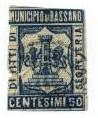 Marca da Bollo del Comune di BASSANO DEL GRAPPA su Carta Bianca di dimensioni 20 X 26 mm