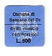 Marca da Bollo del Comune di BASSANO DEL GRAPPA su Carta Bianca di dimensioni 22 X 22 mm