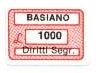Marca da Bollo del Comune di BASSIANO su Carta Bianca di dimensioni 18,5 x 12,5 mm