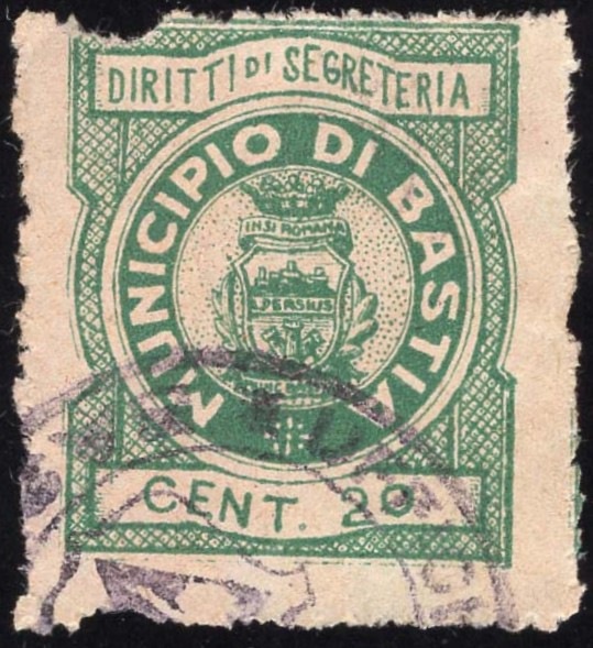 Marca da Bollo del Comune di BASTIA UMBRA su Carta Bianca di dimensioni mm