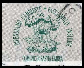 Marca da Bollo del Comune di BASTIA UMBRA su Carta Bianca di dimensioni 30 x 20 mm