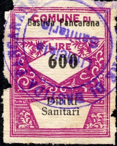Marca da Bollo del Comune di BASTIDA PANCARANA su Carta Bianca di dimensioni 22,5 x 29 mm