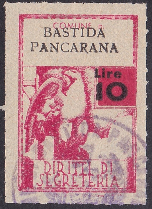 Marca da Bollo del Comune di BASTIDA PANCARANA su Carta Bianca di dimensioni 21 x 31 mm