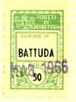 Marca da Bollo del Comune di BATTUDA su Carta Bianca di dimensioni 18 x 27 mm
