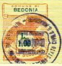 Marca da Bollo del Comune di BEDONIA su Carta Bianca di dimensioni 22 x 28 mm