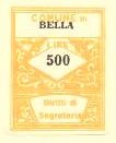 Marca da Bollo del Comune di BELLA su Carta Bianca di dimensioni 21,5 x 28 mm