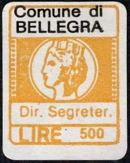 Marca da Bollo del Comune di BELLEGRA su Carta Bianca di dimensioni 16 x 20 mm