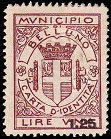 Marca da Bollo del Comune di BELLUNO su Carta Bianca Sottile di dimensioni 21 X 27 mm