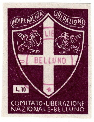 Marca da Bollo del Comune di BELLUNO su Carta Bianca di dimensioni 24,5 x 31,5 mm