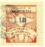 Marca da Bollo del Comune di BERCETO su Carta Bianca di dimensioni 24,5 x 29 mm