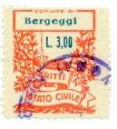 Marca da Bollo del Comune di BERGEGGI su Carta Bianca di dimensioni 22,5 x 28,5 mm