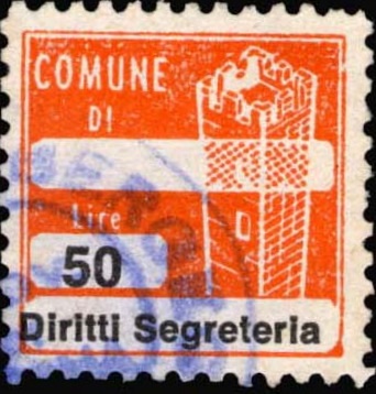 Marca da Bollo del Comune di BERGEGGI su Carta Bianca di dimensioni 20 x 20 mm