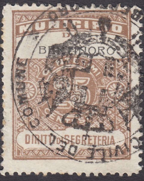 Marca da Bollo del Comune di BERTINORO su Carta Bianca di dimensioni 24 x 31 mm