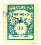 Marca da Bollo del Comune di BERTINORO su Carta Bianca di dimensioni 22 x 29,5 mm