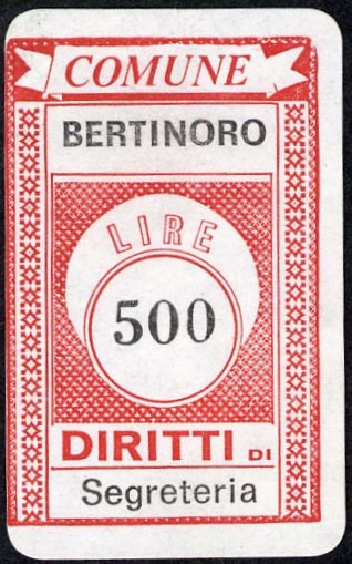 Marca da Bollo del Comune di BERTINORO su Carta Bianca di dimensioni 19,5 x 30 mm