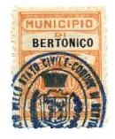 Marca da Bollo del Comune di BERTONICO su Carta Bianca di dimensioni 22 x 29 mm