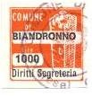 Marca da Bollo del Comune di BIANDRONNO su Carta Bianca di dimensioni 20 x 20 mm