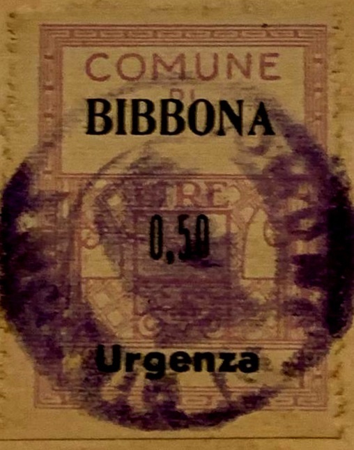 Marca da Bollo del Comune di BIBBONA su Carta Bianca di dimensioni mm